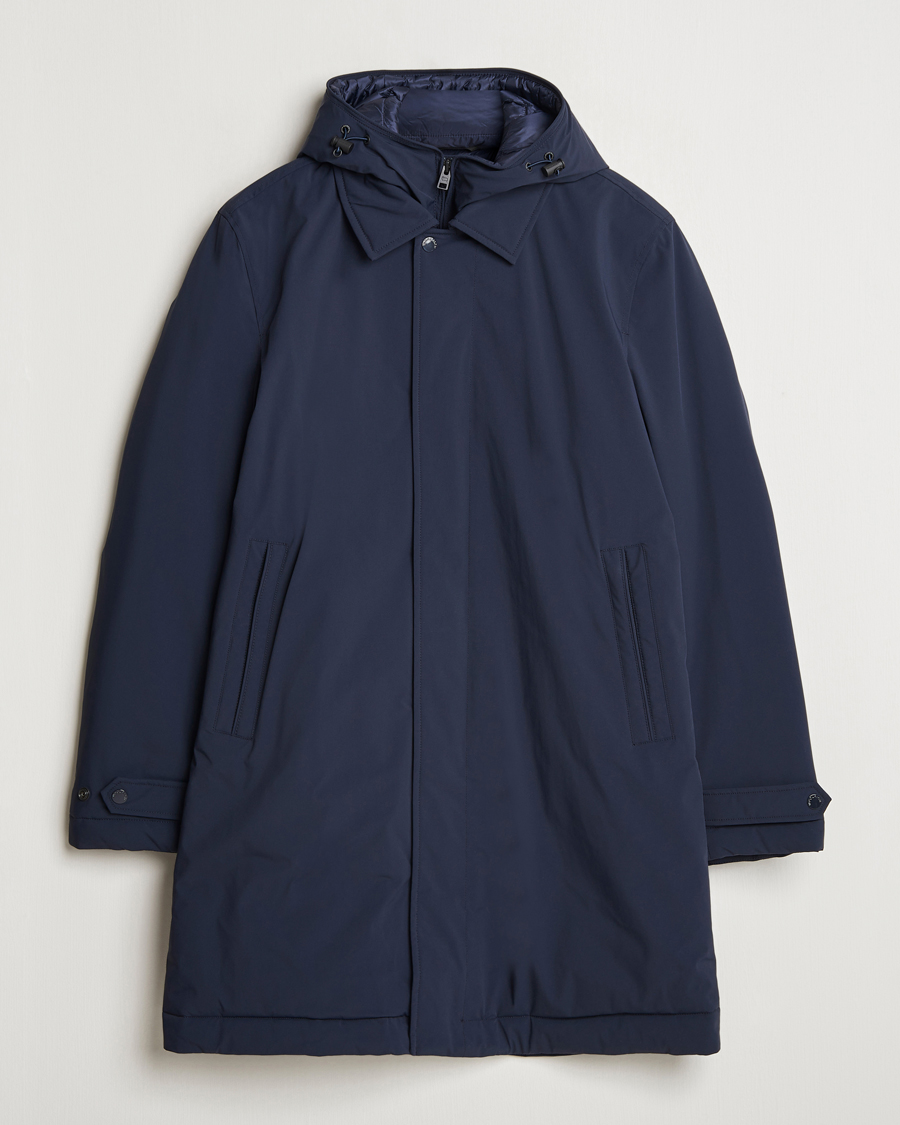 Herr | Jackor | Woolrich | Stretch 2 in 1 Padded Waterproof Carcoat Melton Blue