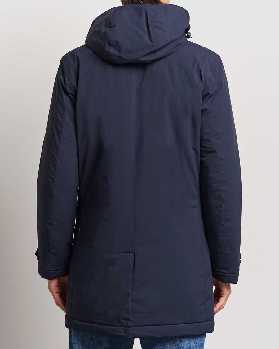 Herr | Jackor | Woolrich | Stretch 2 in 1 Padded Waterproof Carcoat Melton Blue