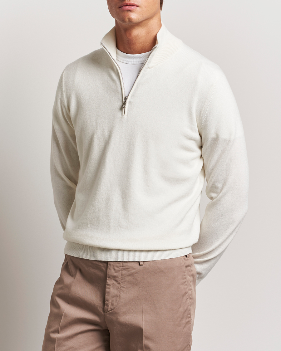 Herr | Tröjor | Brunello Cucinelli | 2 Ply Cashmere Half Zip Panama