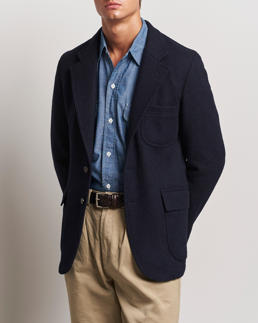 Herr | Kavajer | Drake's | MKVII Harris Tweed Blazer Navy