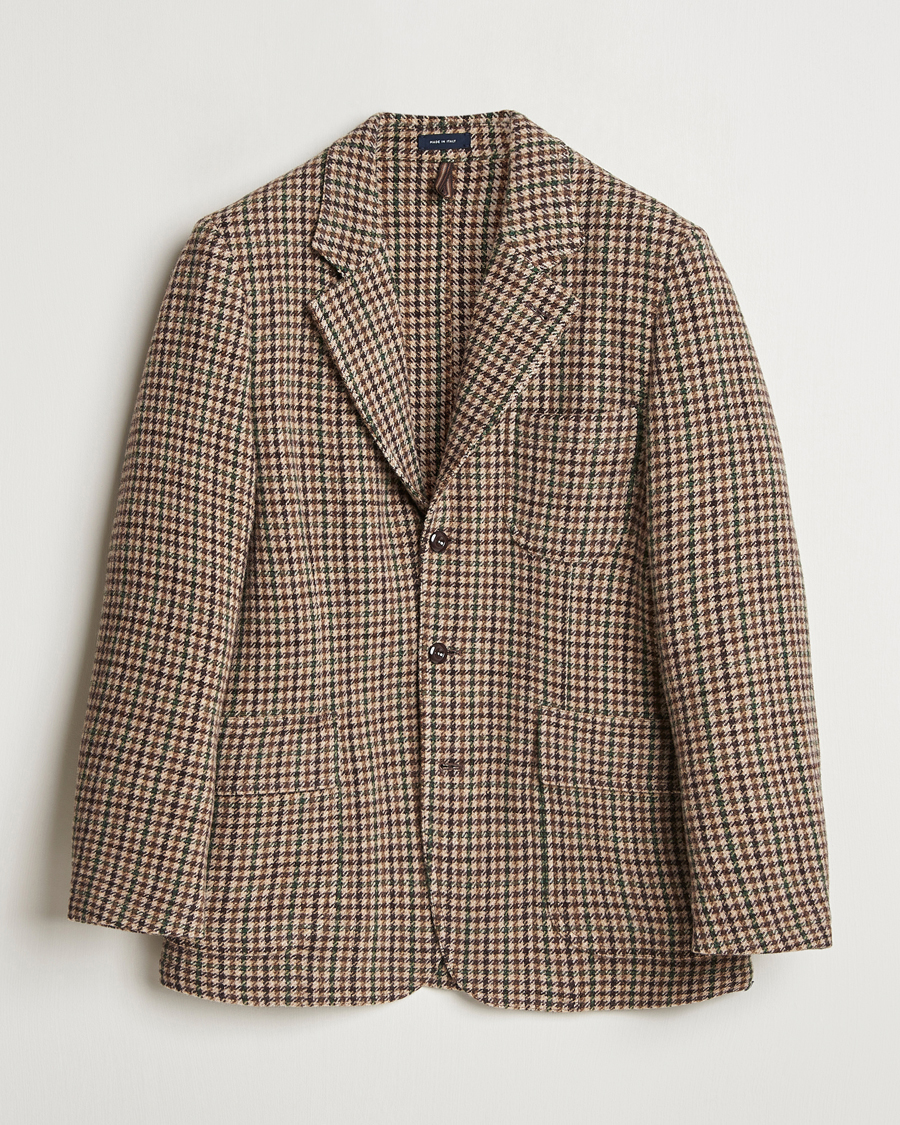 Herr | Kavajer | Drake's | MKVII Gun Check Tweed Blazer Brown
