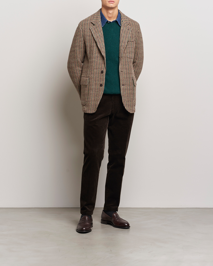 Herr | Kavajer | Drake's | MKVII Gun Check Tweed Blazer Brown
