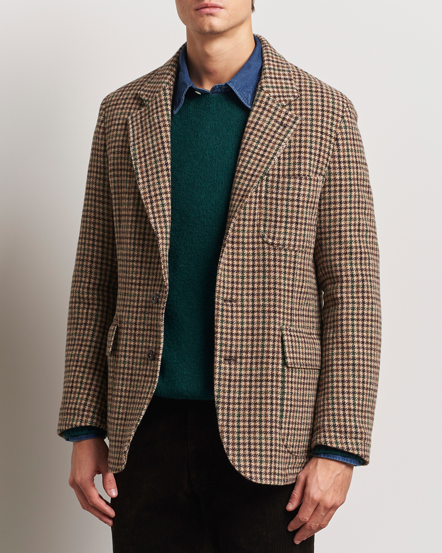 Herr | Kavajer | Drake's | MKVII Gun Check Tweed Blazer Brown