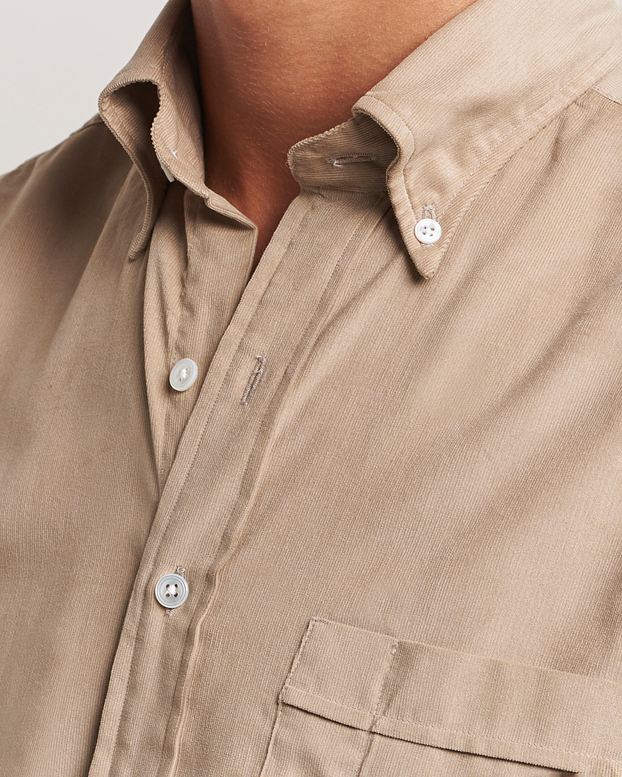 Herr | Skjortor | Drake's | Button Down Corduroy Shirt Ecru