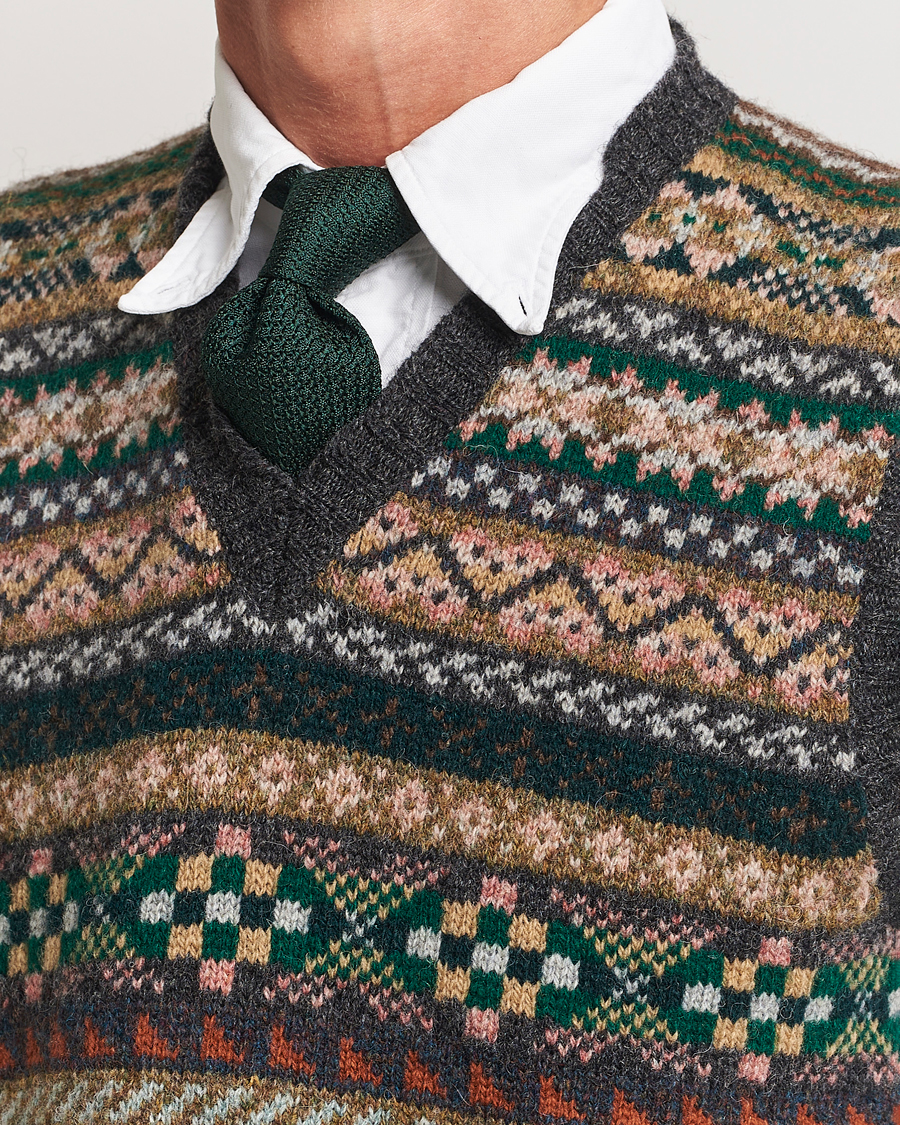 Herr | Tröjor | Drake's | Fairisle Wool Vest Purple Multi