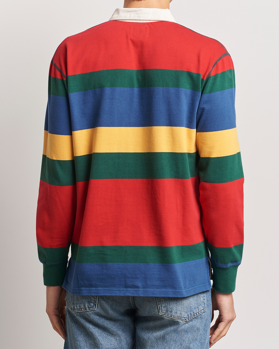 Herr | Tröjor | Drake's | Multi Striped Rugby Shirt Red/Green/Blue
