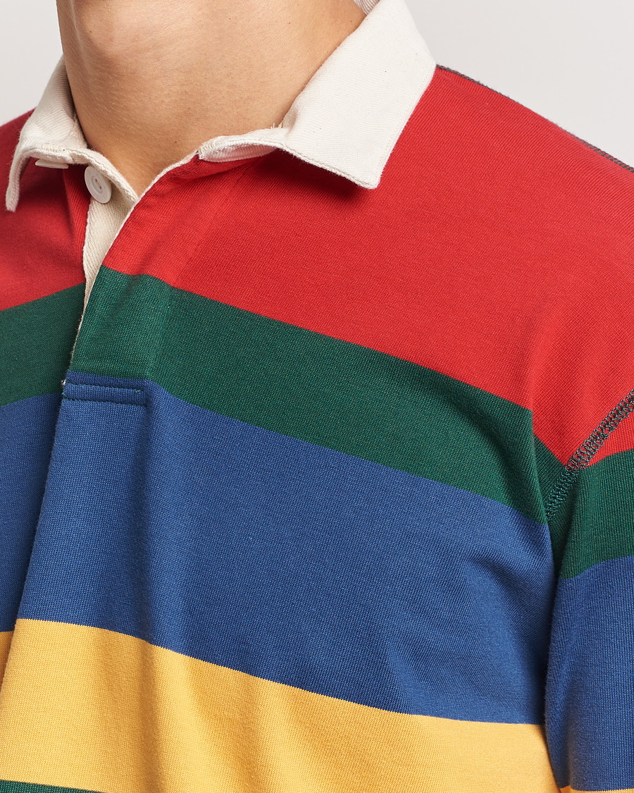 Herr | Tröjor | Drake's | Multi Striped Rugby Shirt Red/Green/Blue