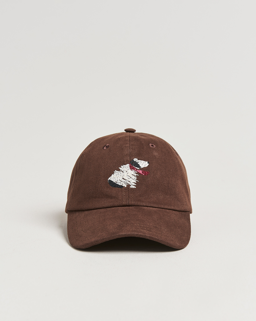 Herr | Drake's Embroidered Dog Heavy Twill Cap Brown | Drake's | Embroidered Dog Heavy Twill Cap Brown