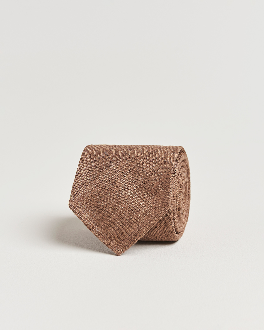 Herr | Drake's Silk Tussah Handrolled Tie Coffee | Drake's | Silk Tussah Handrolled Tie Coffee