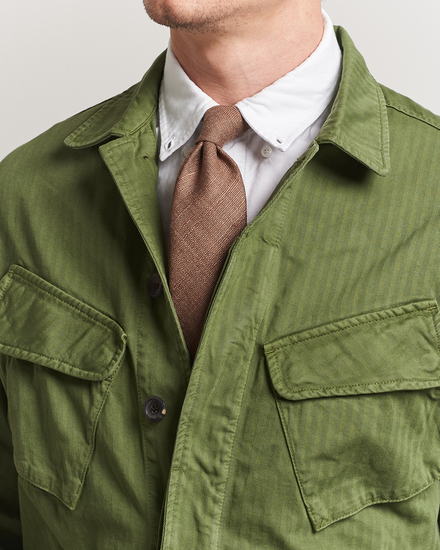 Herr | Slipsar | Drake's | Drake'sSilk Tussah Handrolled TieCoffee