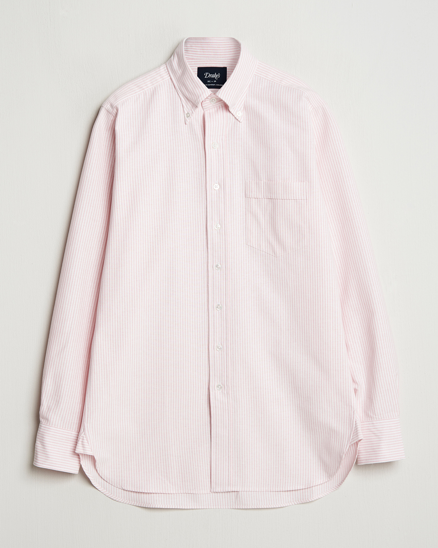 Herr | Skjortor | Drake's | Striped Button Down Oxford Shirt Pink