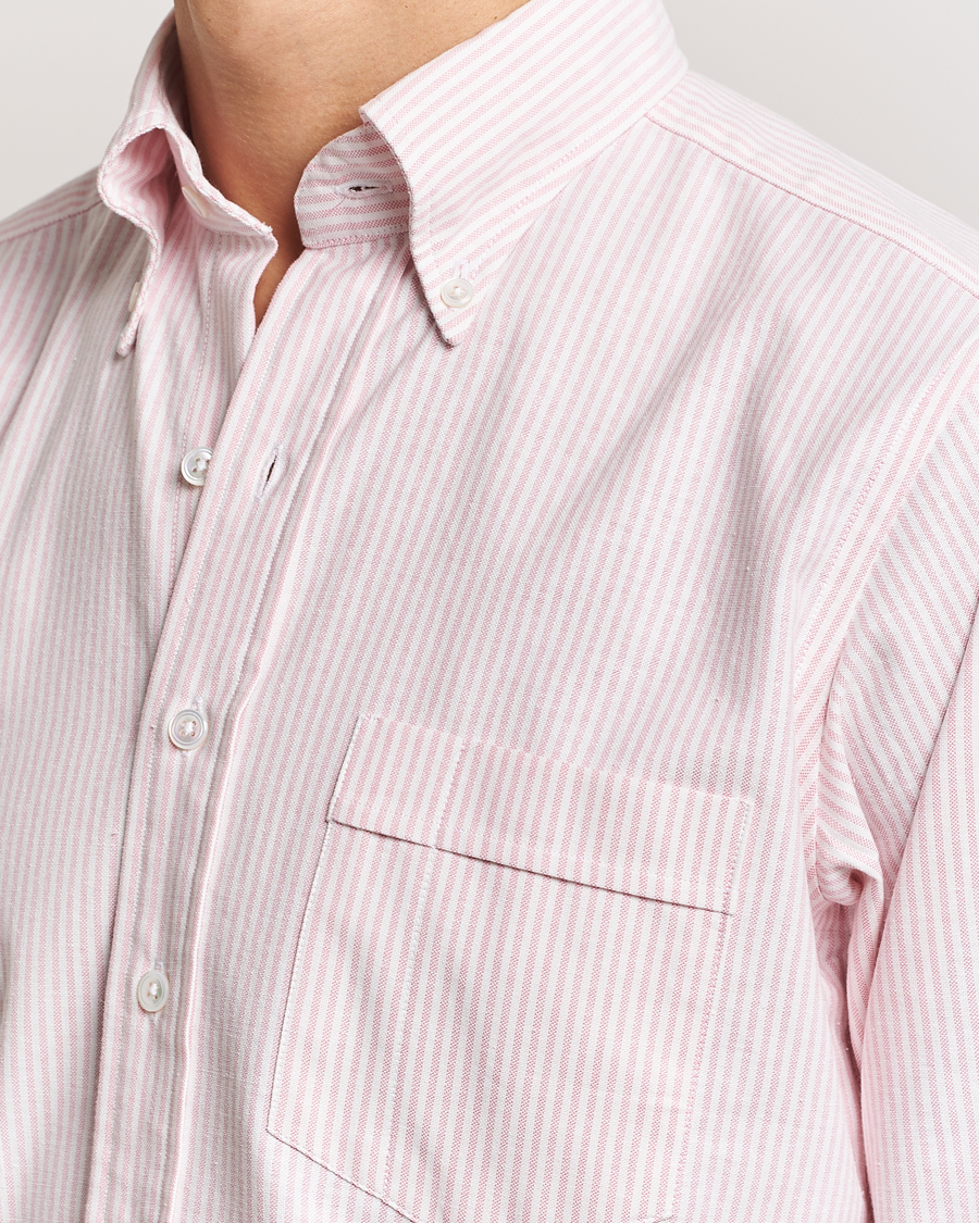 Herr | Skjortor | Drake's | Striped Button Down Oxford Shirt Pink