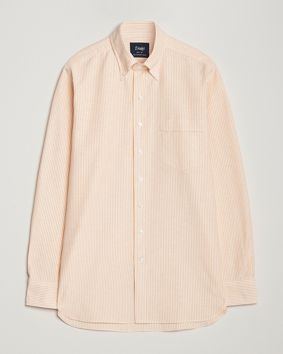 Herr | Skjortor | Drake's | Striped Button Down Oxford Shirt Orange