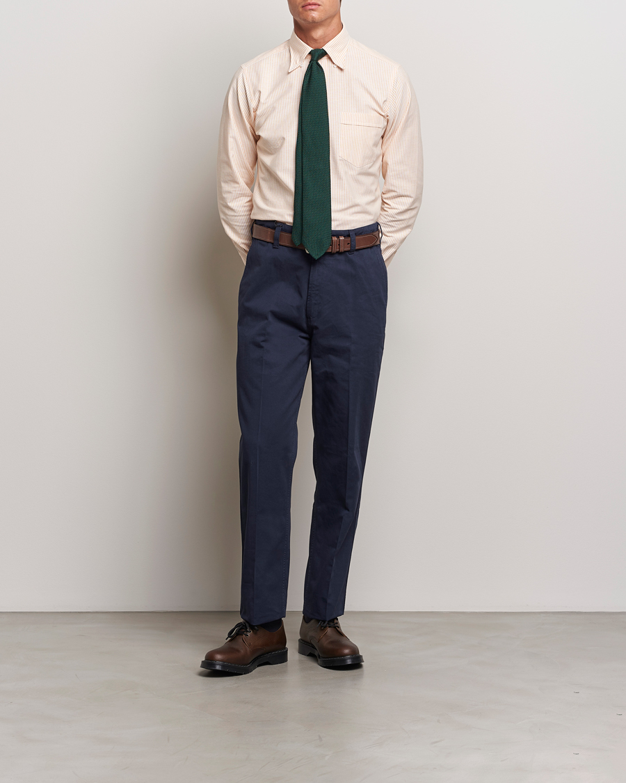 Herr | Skjortor | Drake's | Striped Button Down Oxford Shirt Orange