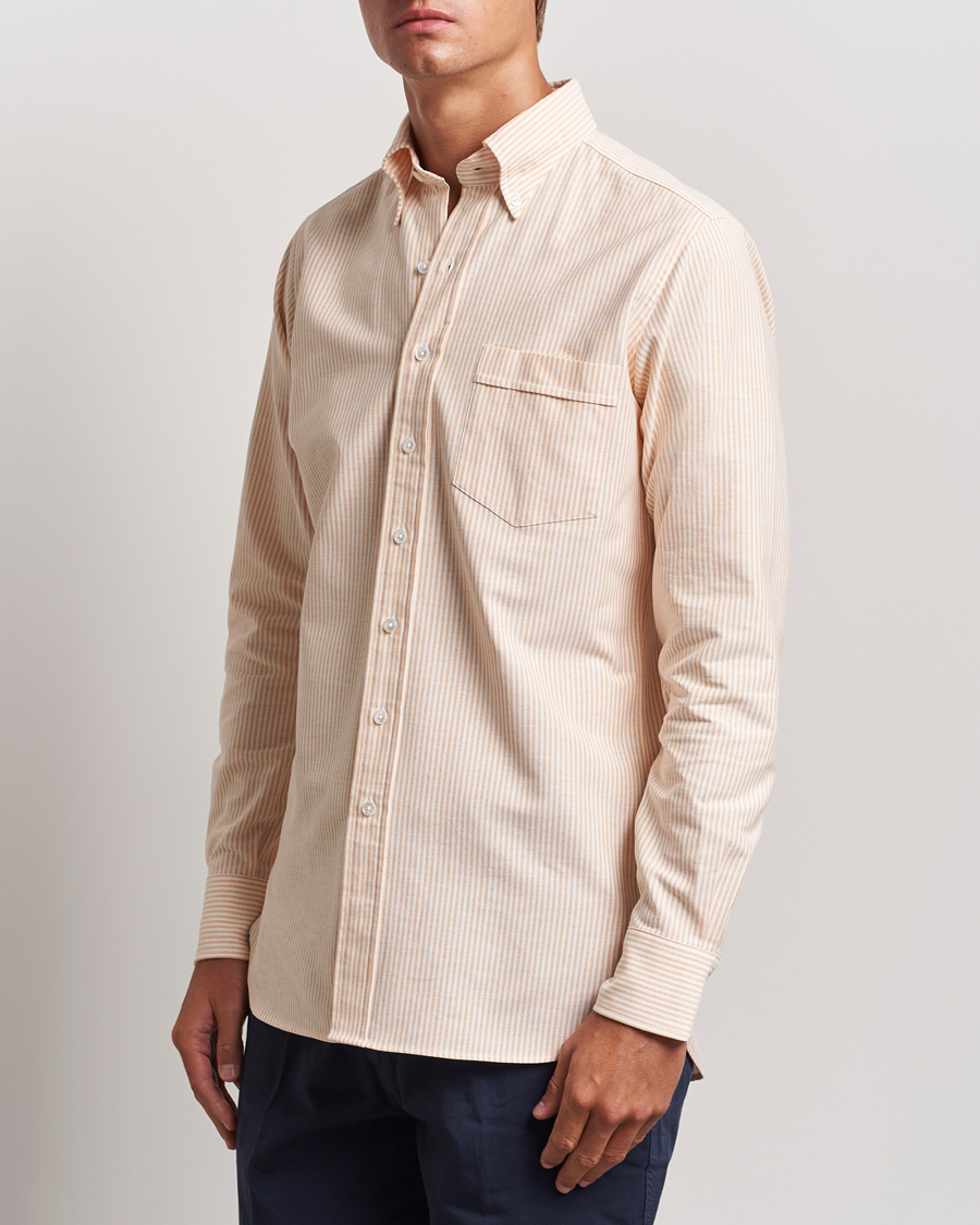 Herr | Skjortor | Drake's | Striped Button Down Oxford Shirt Orange