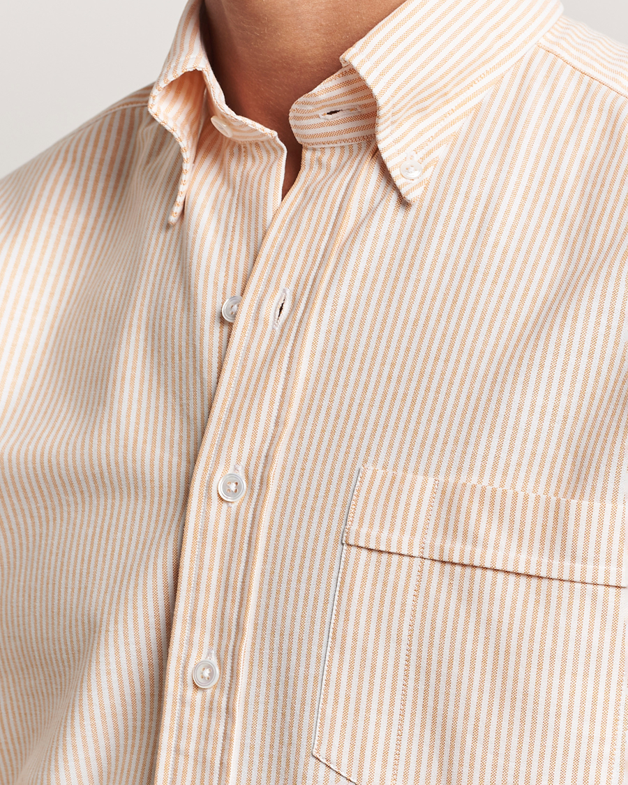 Herr | Skjortor | Drake's | Striped Button Down Oxford Shirt Orange