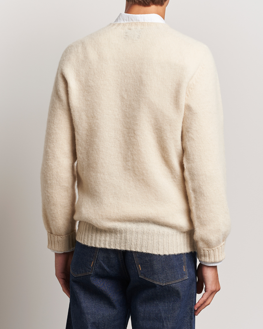 Herr | Tröjor | Drake's | Brushed Shetland Crew Ecru