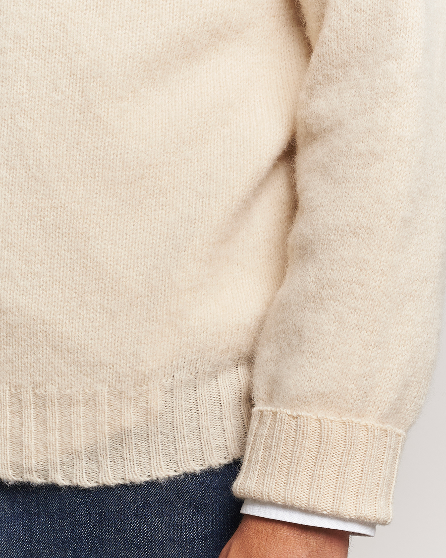 Herr | Tröjor | Drake's | Brushed Shetland Crew Ecru