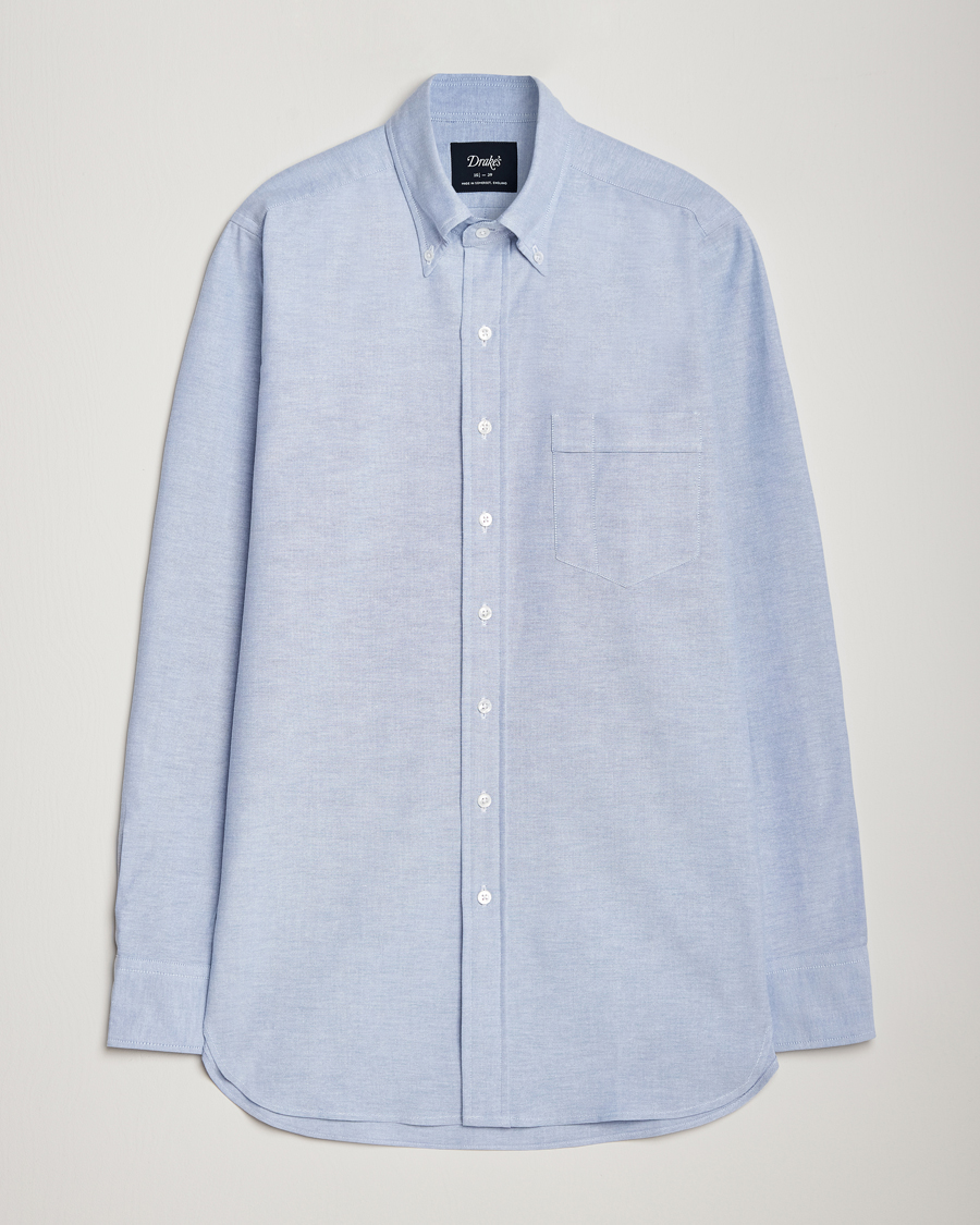 Herr | Skjortor | Drake's | Button Down Oxford Shirt Blue
