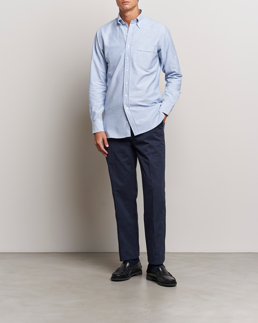 Herr | Skjortor | Drake's | Button Down Oxford Shirt Blue