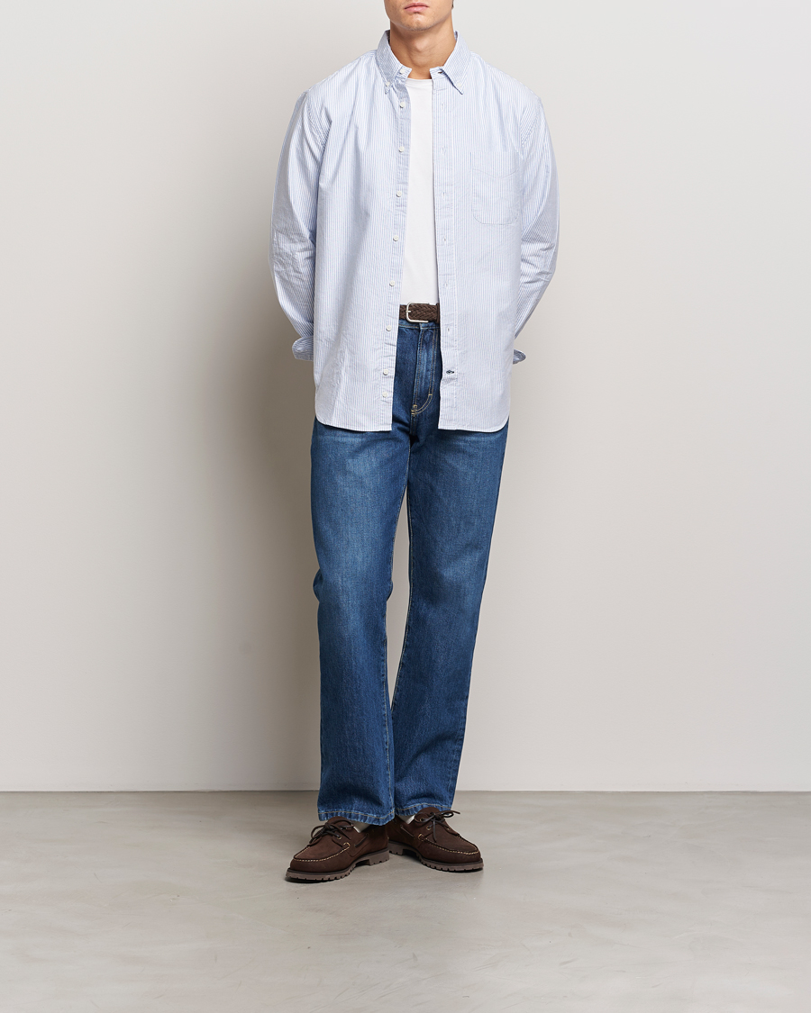 Herr | Skjortor | Gitman Vintage | Button Down Striped Oxford Shirt Light Blue