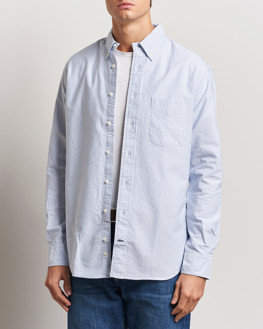 Herr | Skjortor | Gitman Vintage | Button Down Striped Oxford Shirt Light Blue