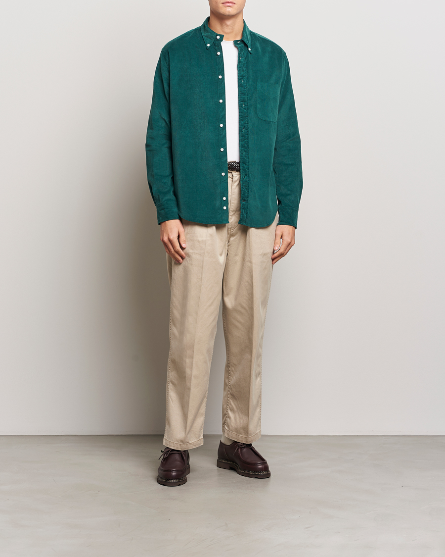 Herr | Skjortor | Gitman Vintage | Button Down Corduroy Shirt Emerald