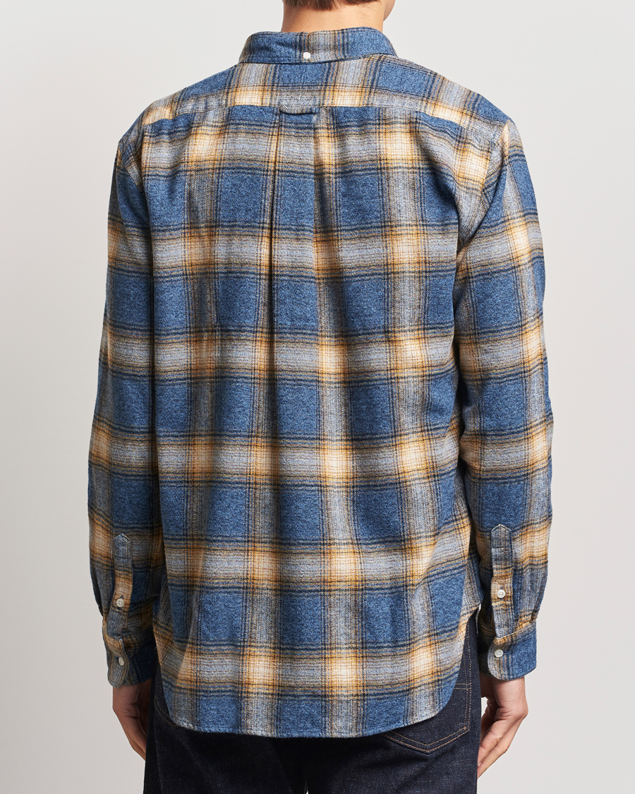 Herr | Skjortor | Gitman Vintage | Button Down Brushed Flannel Shirt Blue Check