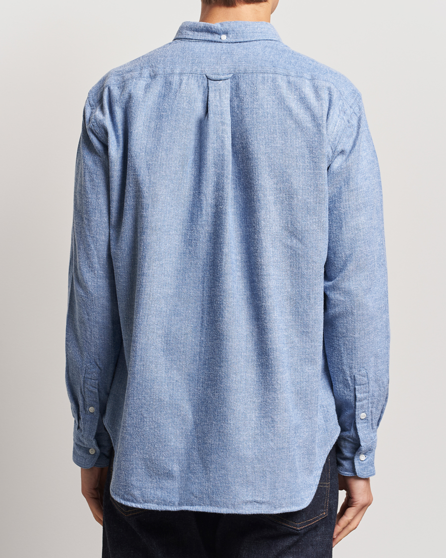 Herr | Skjortor | Gitman Vintage | Button Down Shetland Flannel Shirt Light Blue