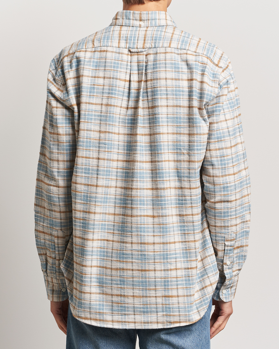 Herr | Skjortor | Gitman Vintage | Button Down Heavy Flannel Shirt Ivory Check