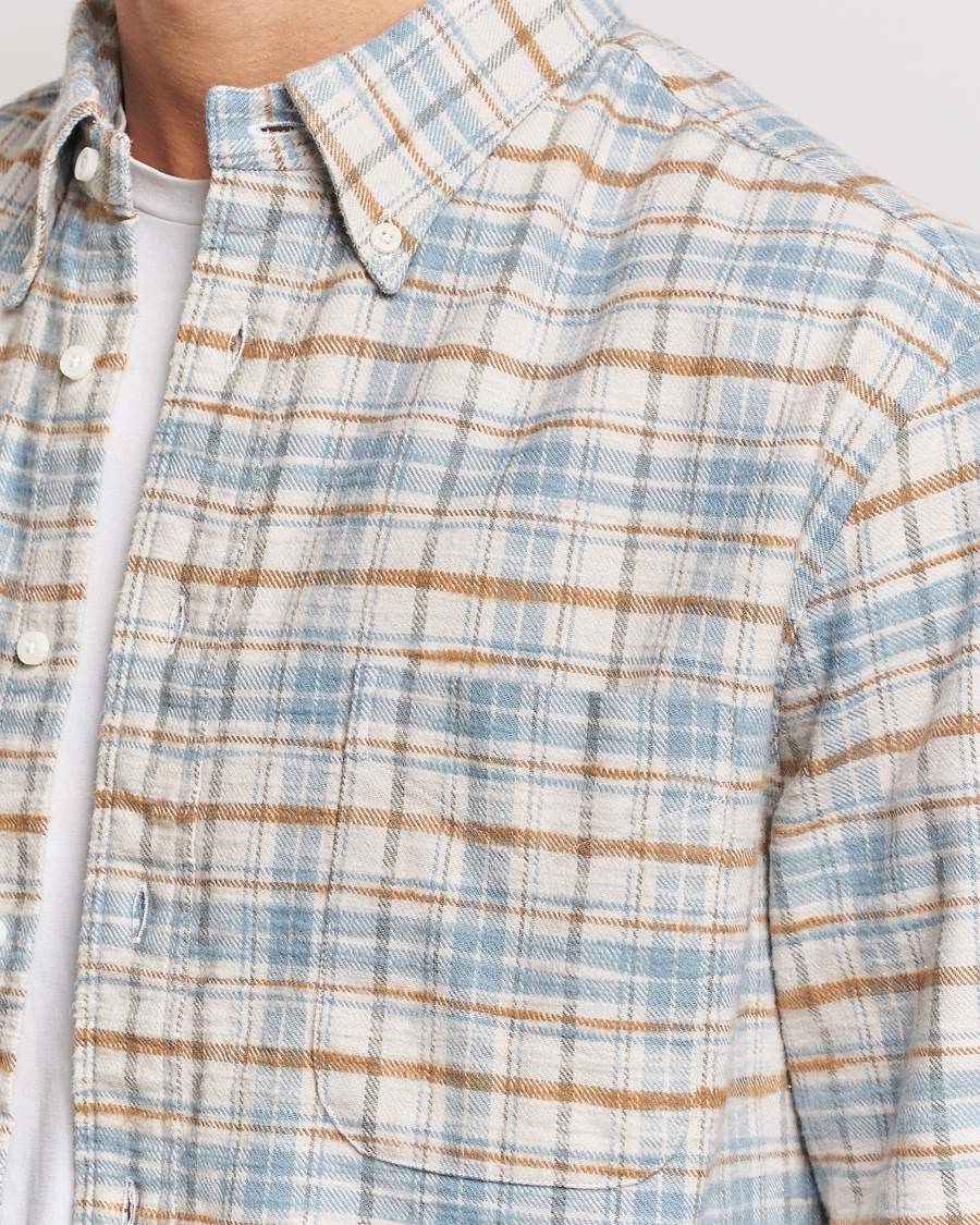 Herr | Skjortor | Gitman Vintage | Button Down Heavy Flannel Shirt Ivory Check