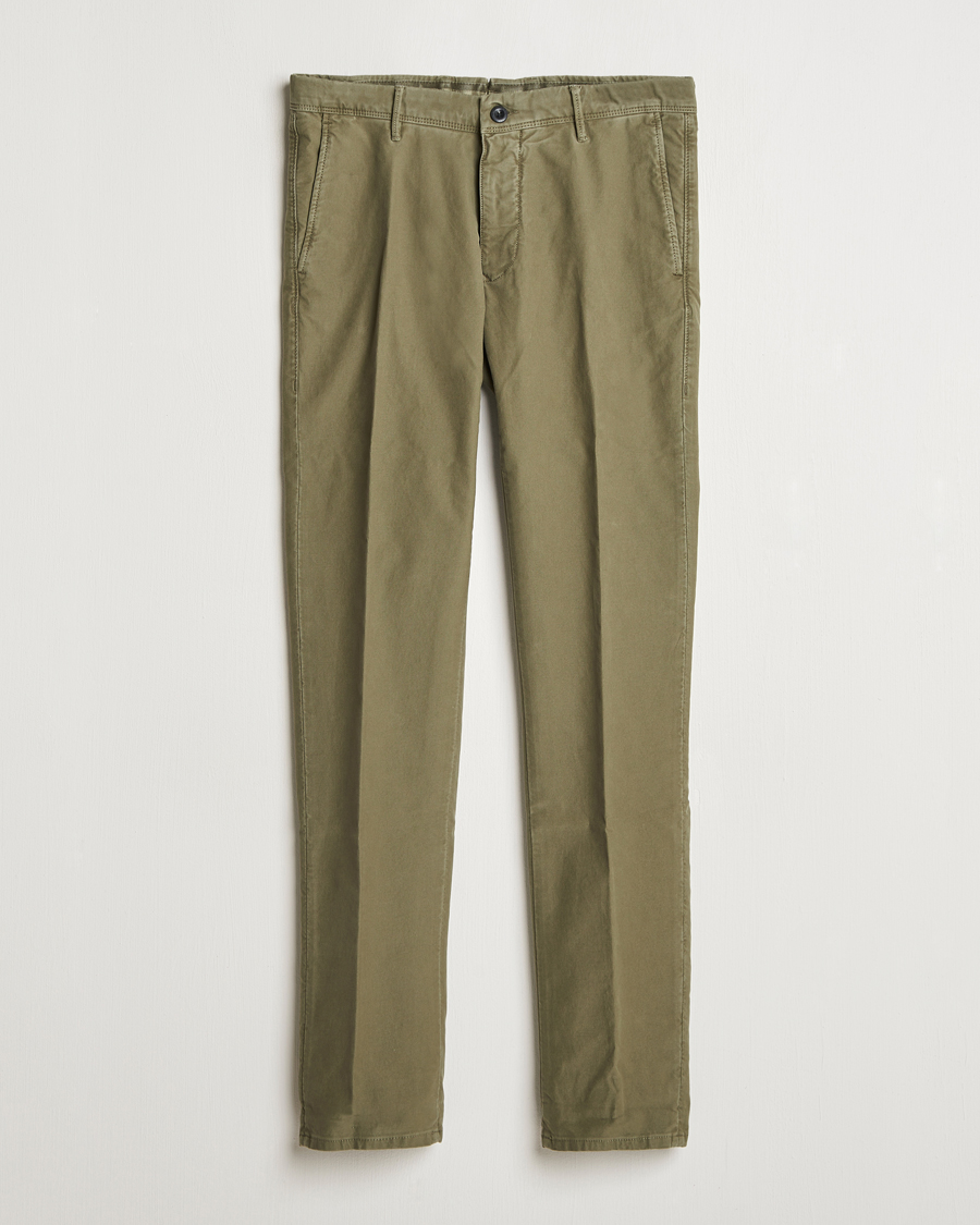Herr | Byxor | Incotex | Slim Fit Garment Dyed Slacks Dark Green