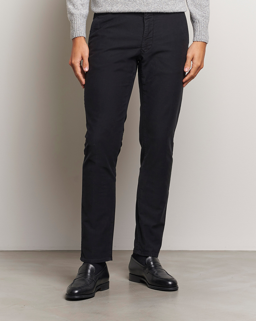Herr | Byxor | Incotex | Slim Fit Garment Dyed Slacks Black