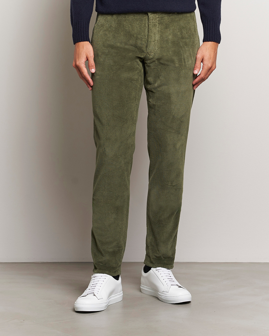 Herr | Byxor | Incotex | Slim Fit Leisure Cord Slacks Dark Green