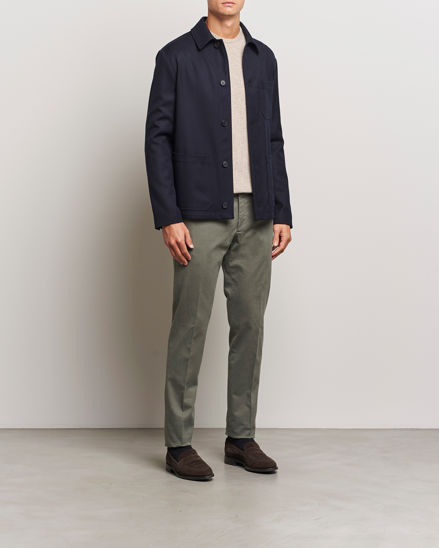 Herr | Byxor | Incotex | Slim Fit Cotton Stretch Chinos Dark Green
