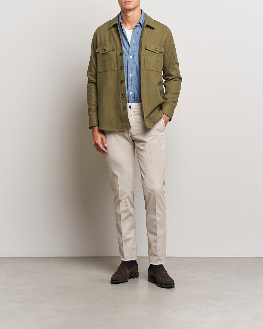 Herr | Byxor | Incotex | Slim Fit Cotton Stretch Chinos Light Beige