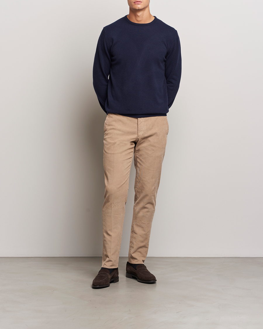 Herr | Byxor | Incotex | Slim Fit Baby Corduroy Trousers Beige