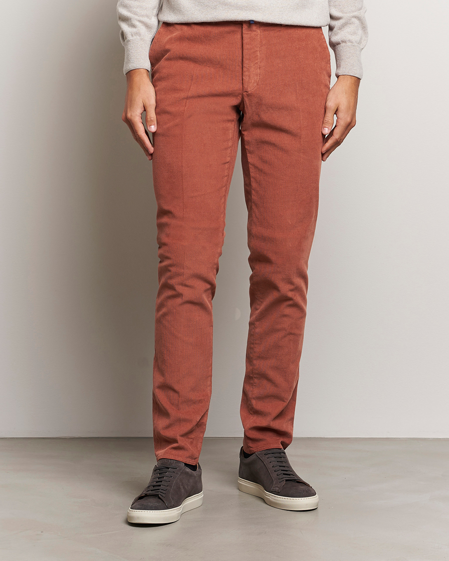 Herr | Byxor | Incotex | Slim Fit Baby Corduroy Trousers Vintage Red