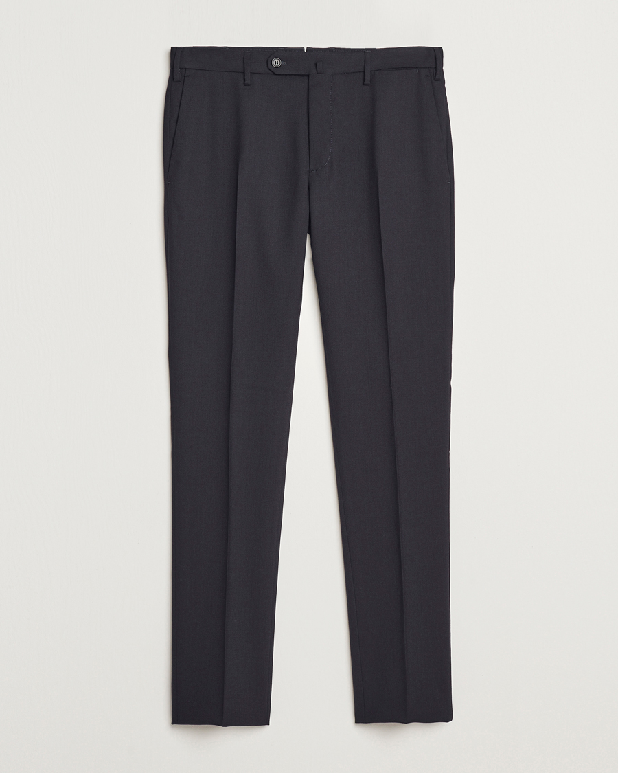 Herr | Byxor | Incotex | Silm Fit Washable Flannel Trousers Navy