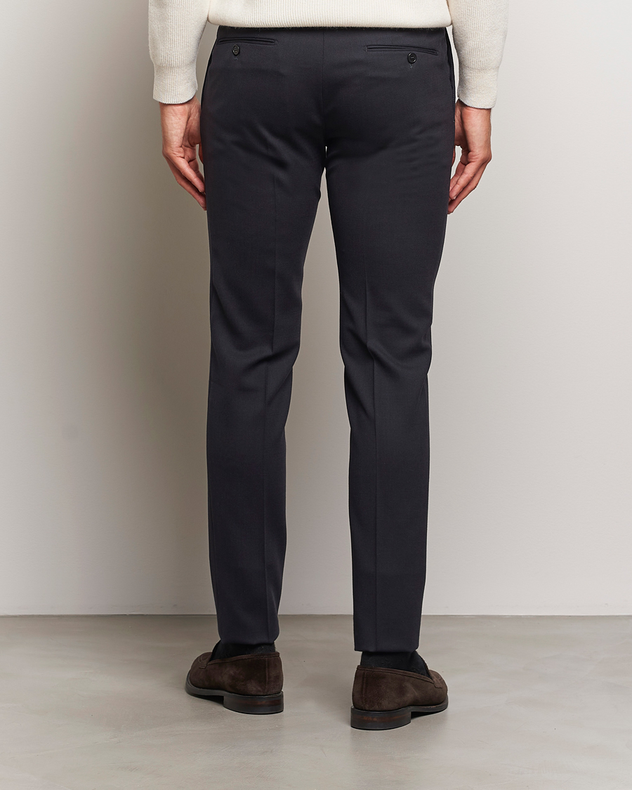 Herr | Byxor | Incotex | Silm Fit Washable Flannel Trousers Navy