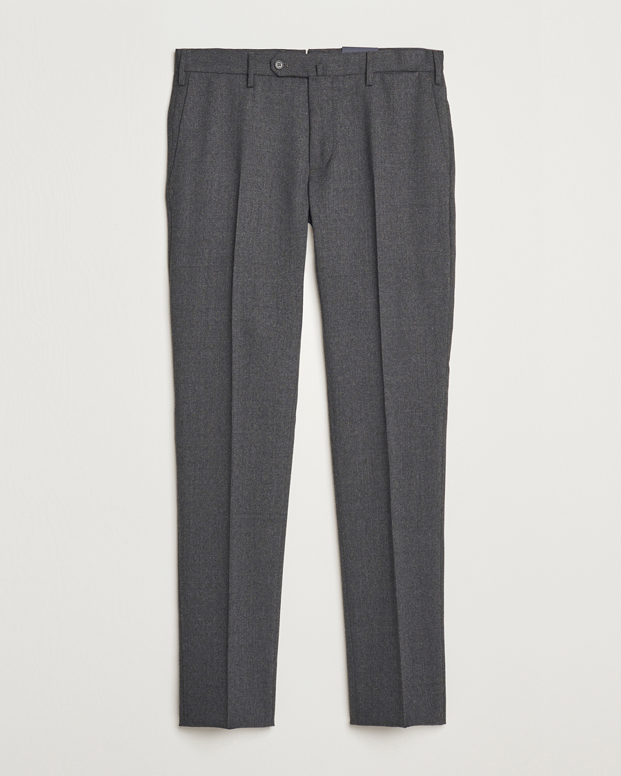 Herr | Byxor | Incotex | Silm Fit Washable Flannel Trousers Dark Grey