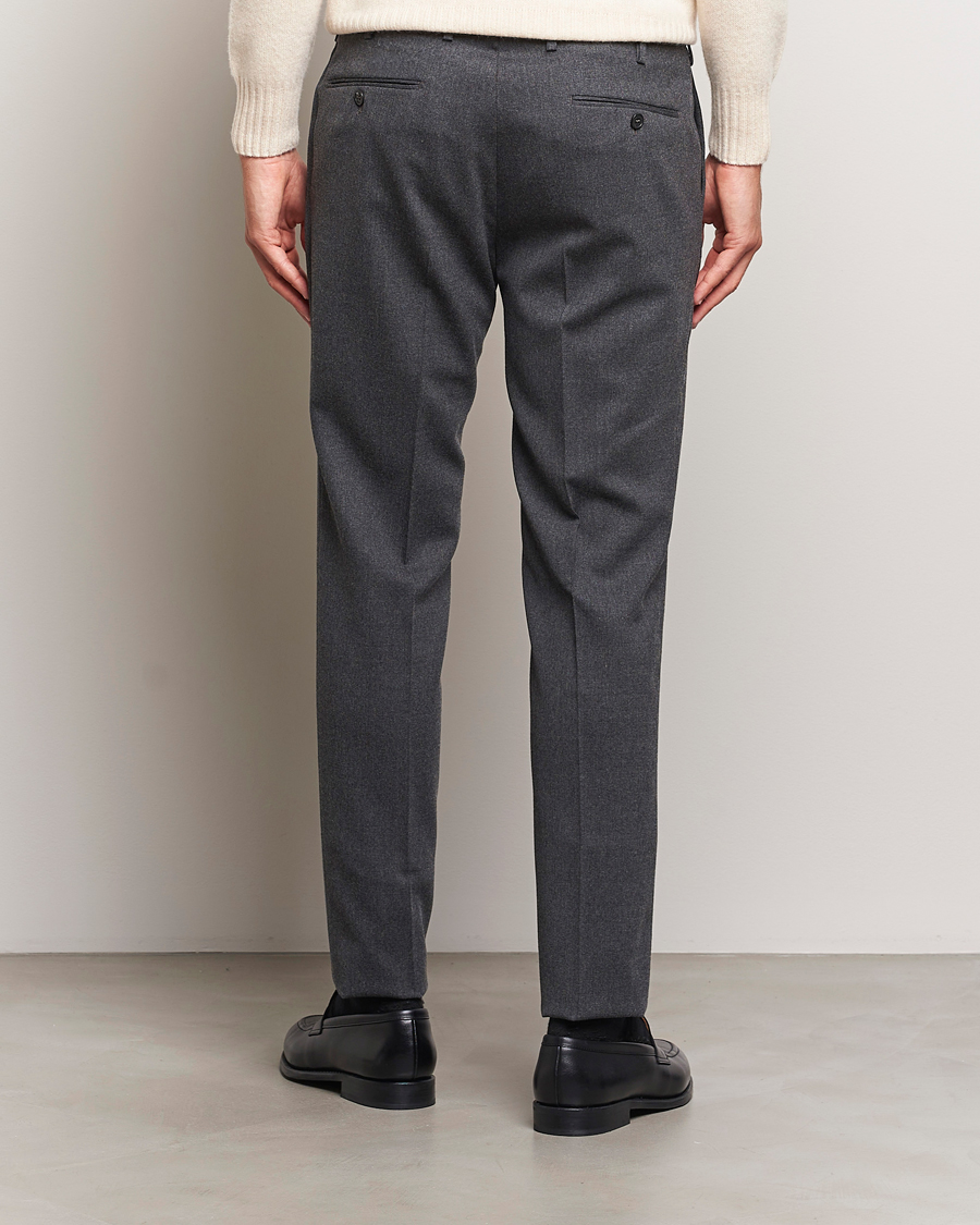 Herr | Byxor | Incotex | Silm Fit Washable Flannel Trousers Dark Grey