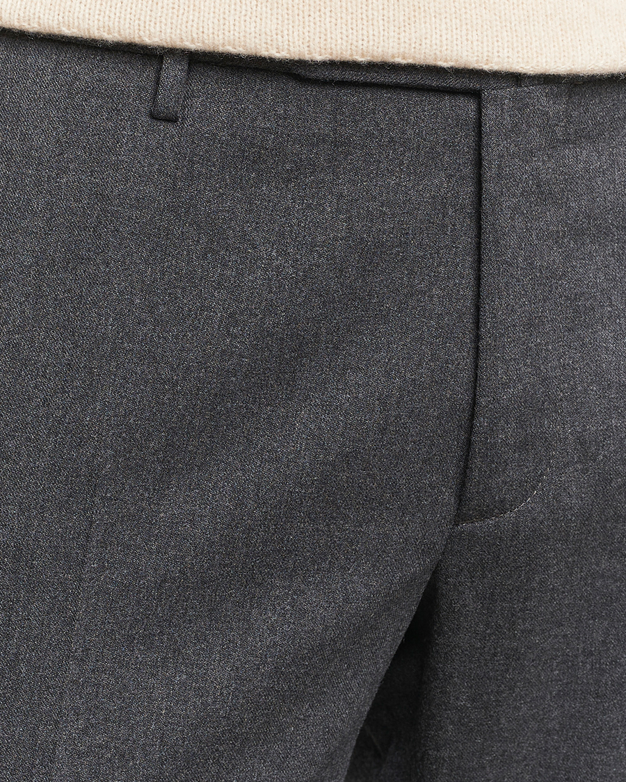 Herr | Byxor | Incotex | Silm Fit Washable Flannel Trousers Dark Grey