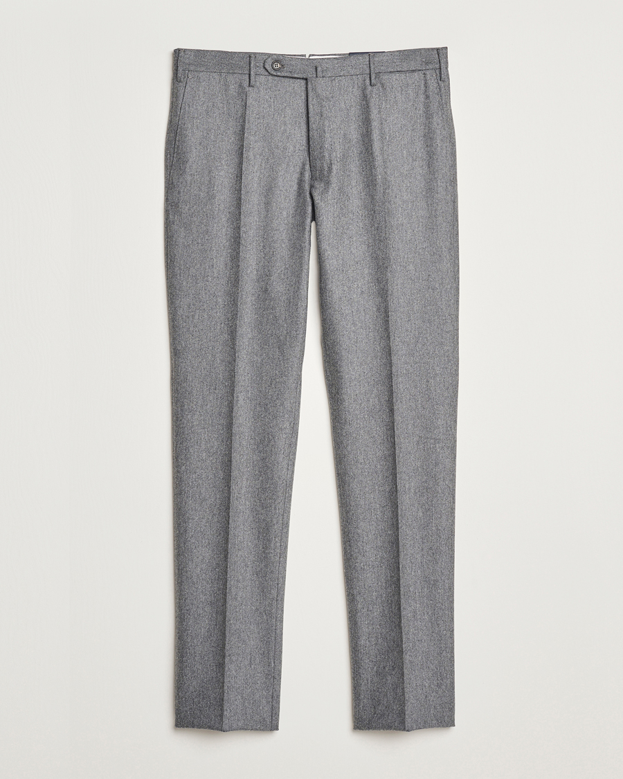 Herr | Byxor | Incotex | Slim Fit Carded Flannel Trousers Grey Melange