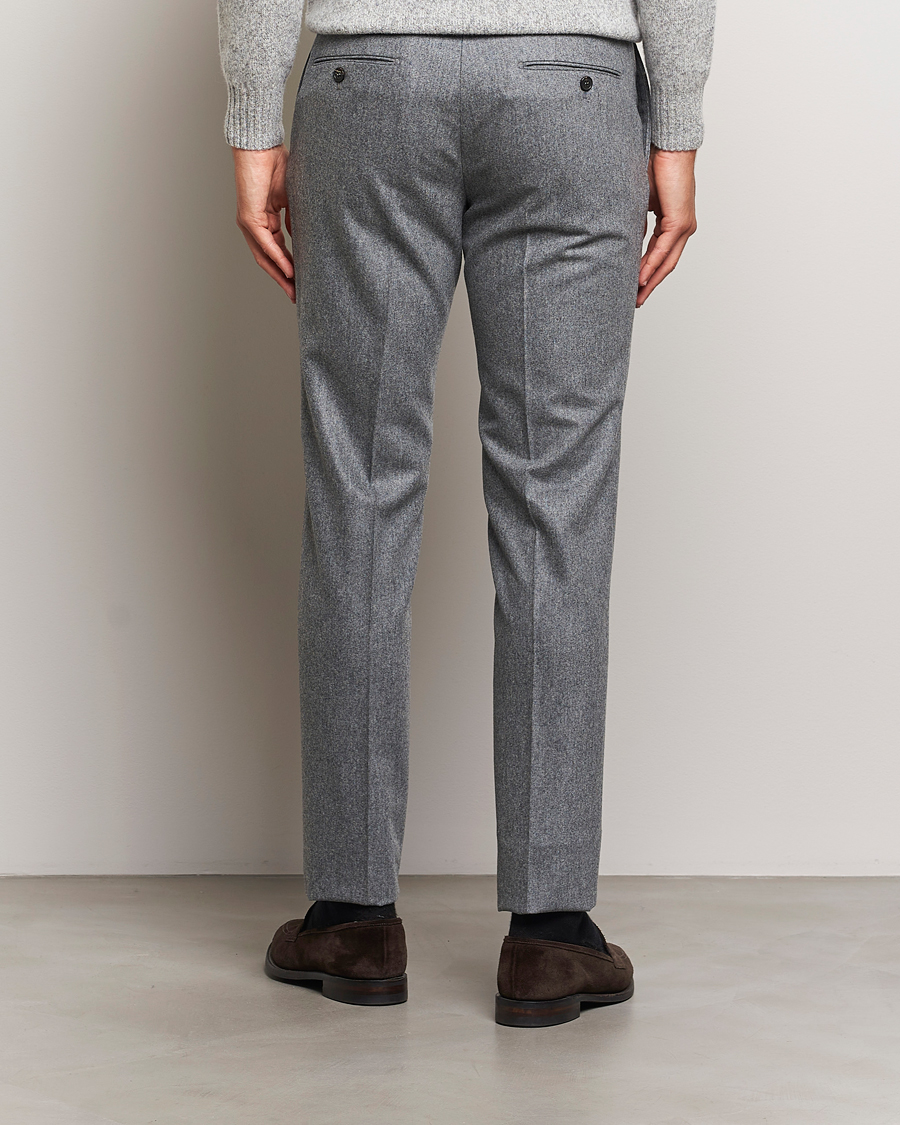 Herr | Byxor | Incotex | Slim Fit Carded Flannel Trousers Grey Melange