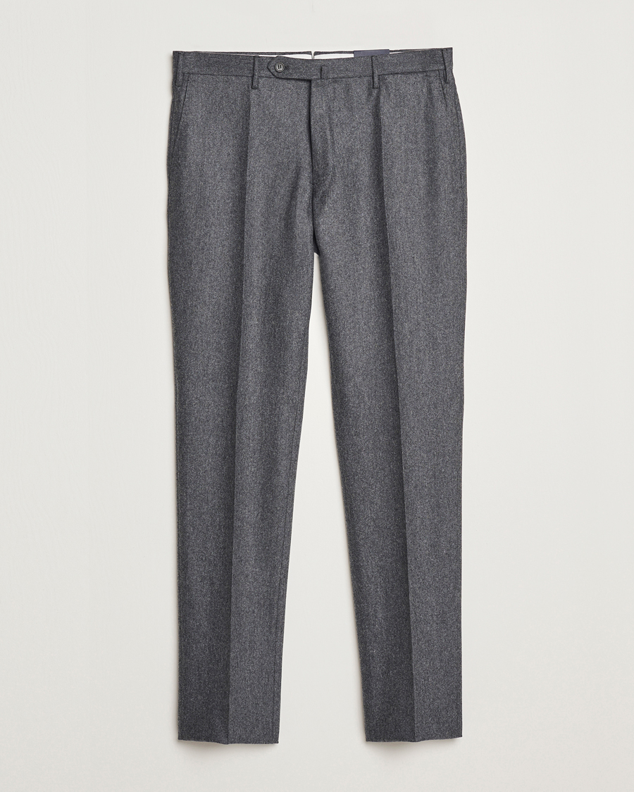 Herr | Byxor | Incotex | Slim Fit Carded Flannel Trousers Dark Grey