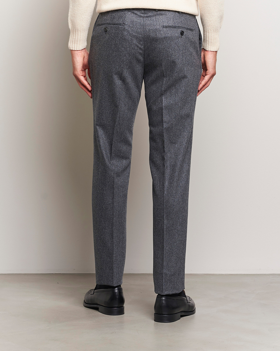 Herr | Byxor | Incotex | Slim Fit Carded Flannel Trousers Dark Grey