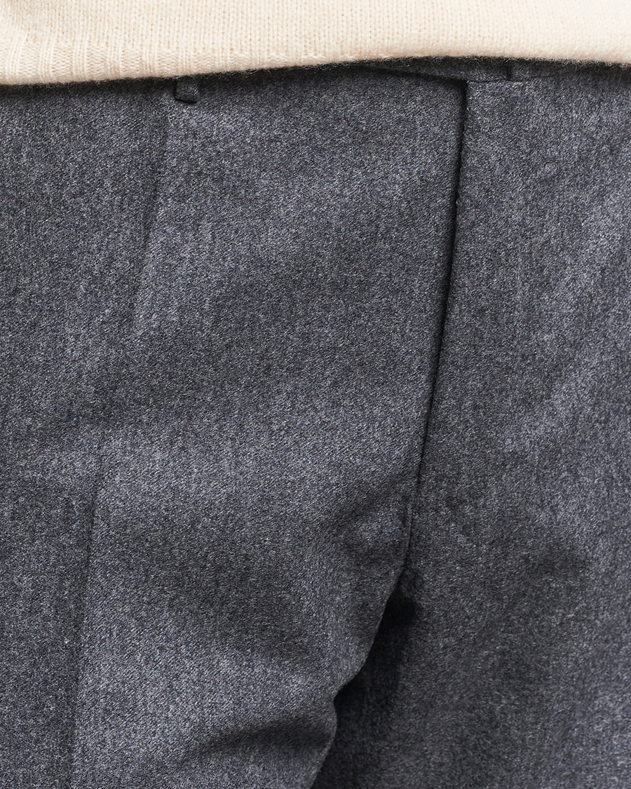 Herr | Byxor | Incotex | Slim Fit Carded Flannel Trousers Dark Grey