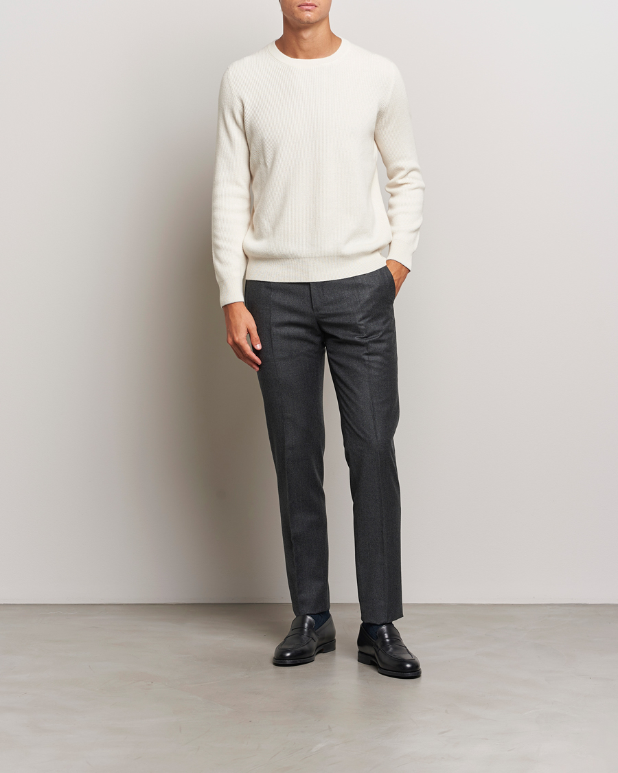 Herr | Byxor | Incotex | Slim Fit Houndstooth Flannel Trousers Light Grey
