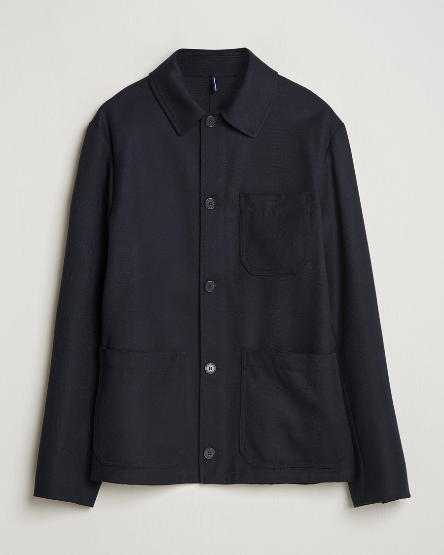 Herr | Jackor | Incotex | Wool Cover Shirt Jacket Navy